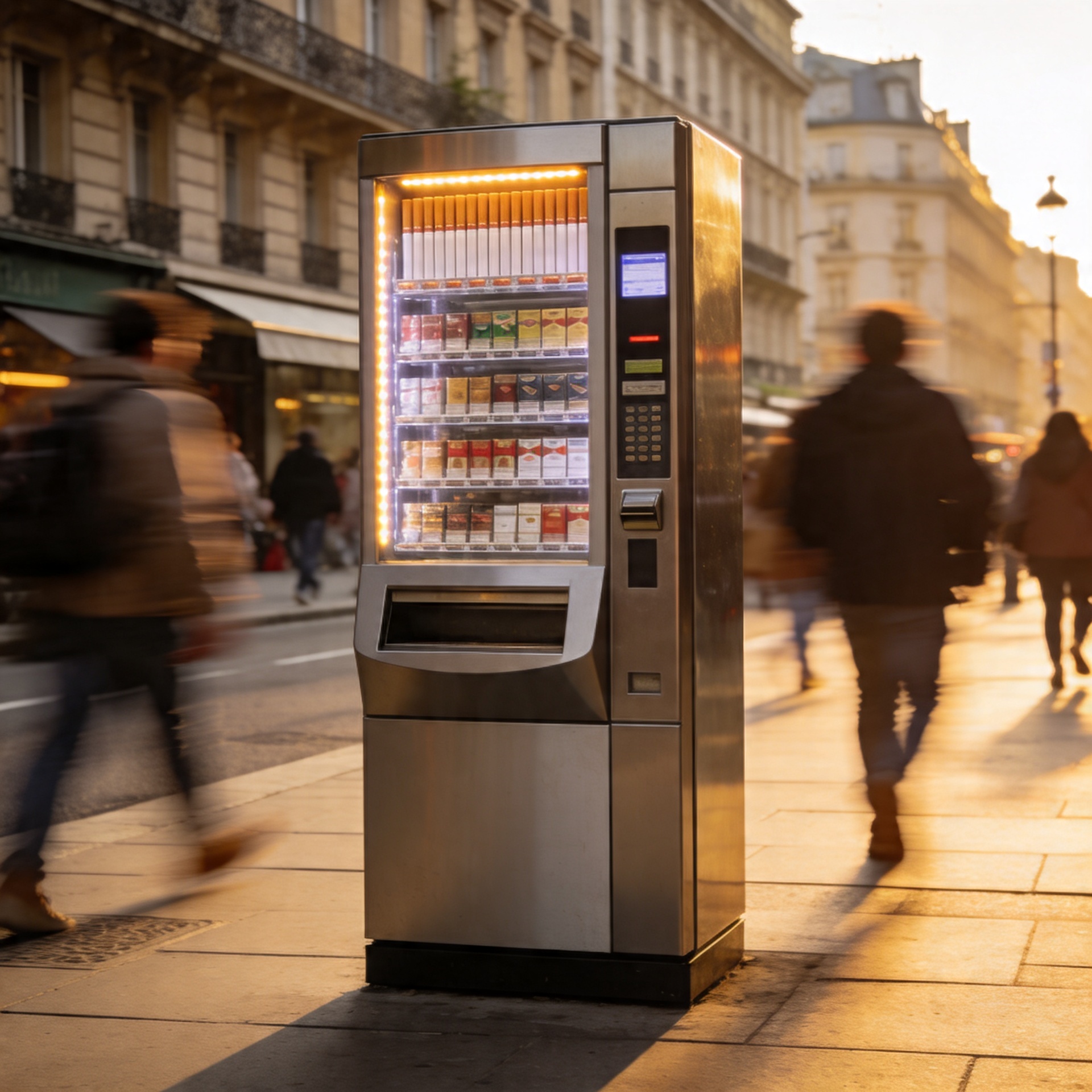 Moderner Zigarettenautomat im Außenbereich